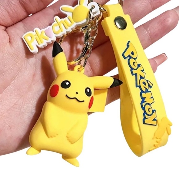 Pikachu and Snorlax Keychain Duo - Yellow and Blue - Picture 2 of 5